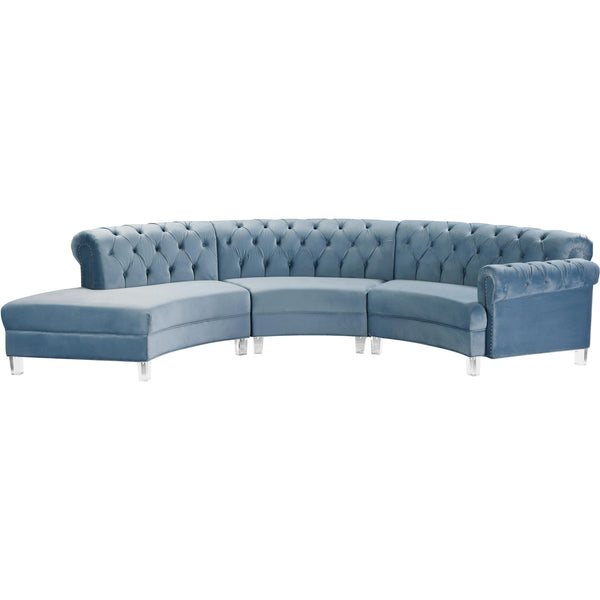 Meridian Anabella Fabric 3 pc Sectional 697Skyblu-Sec-3PC IMAGE 1