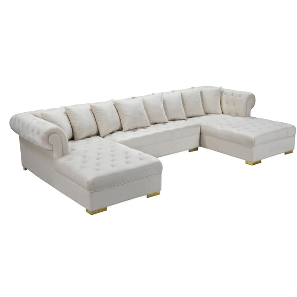 Meridian Presley Fabric 3 pc Sectional 698Cream-Sectional IMAGE 1