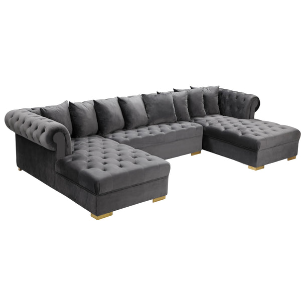 Meridian Presley Fabric 3 pc Sectional 698Grey-Sectional IMAGE 1