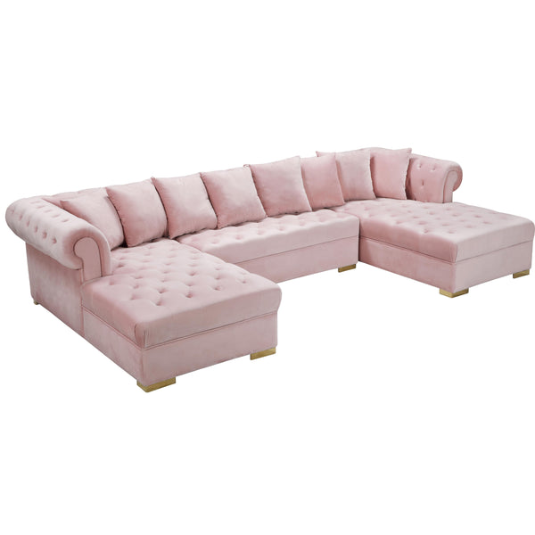 Meridian Presley Fabric 3 pc Sectional 698Pink-Sectional IMAGE 1