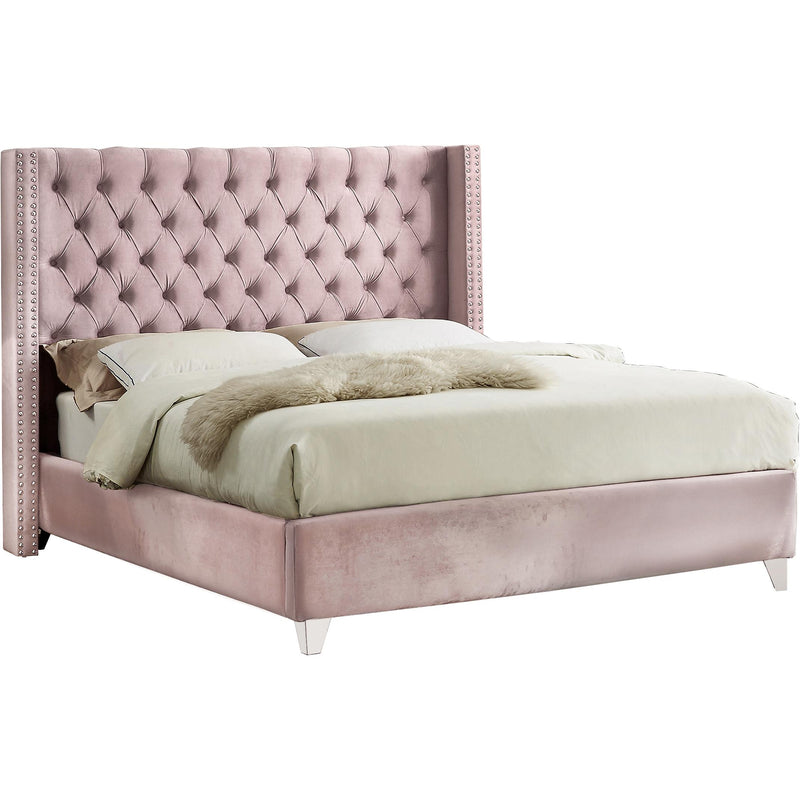 Meridian Aiden Full Upholstered Platform Bed AidenPink-F IMAGE 1