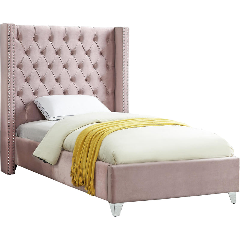 Meridian Aiden Twin Upholstered Platform Bed AidenPink-T IMAGE 1