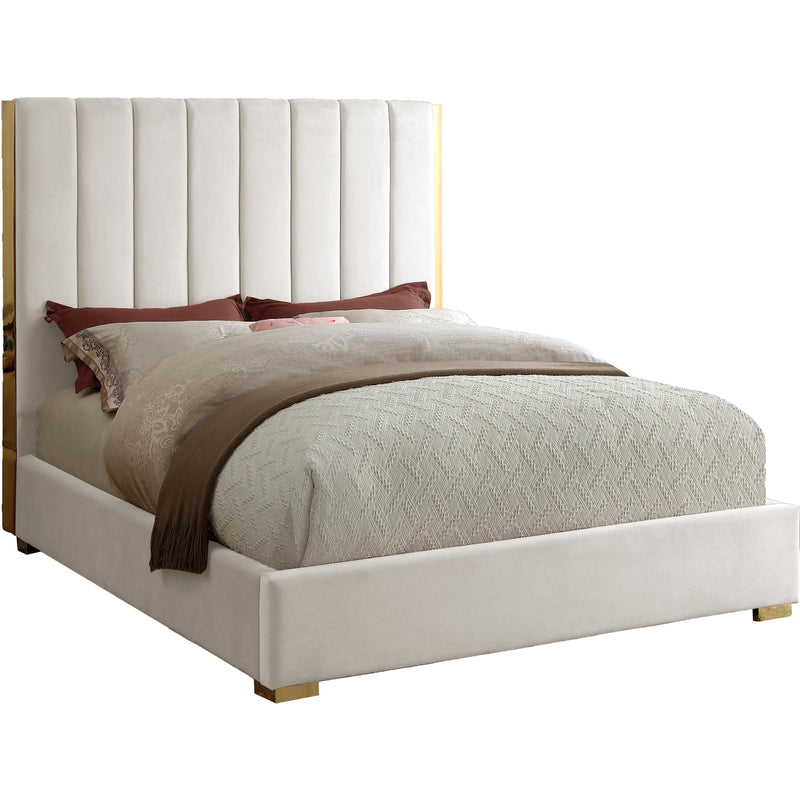 Meridian Becca Full Upholstered Platform Bed BeccaCream-F IMAGE 1