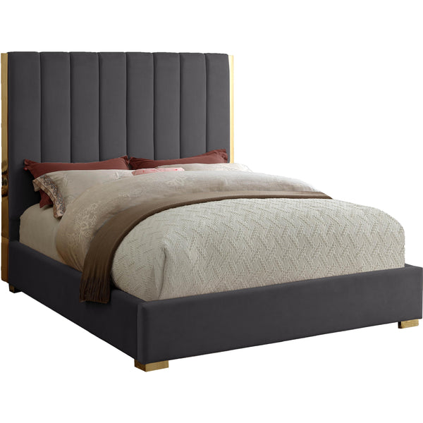 Meridian Becca Full Upholstered Platform Bed BeccaGrey-F IMAGE 1