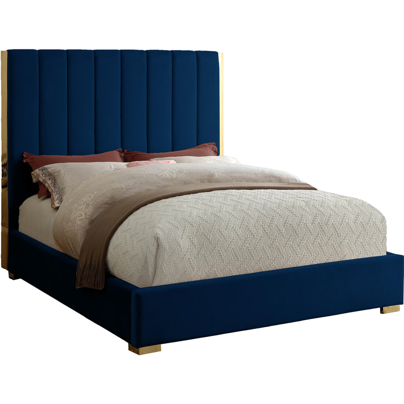 Meridian Becca Full Upholstered Platform Bed BeccaNavy-F IMAGE 1