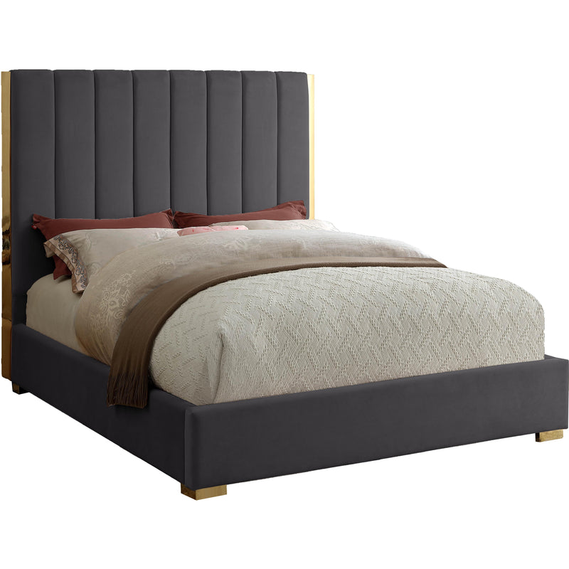 Meridian Becca Queen Upholstered Platform Bed BeccaGrey-Q IMAGE 1