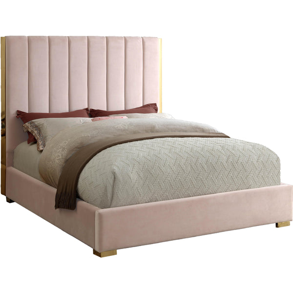 Meridian Becca Queen Upholstered Platform Bed BeccaPink-Q IMAGE 1