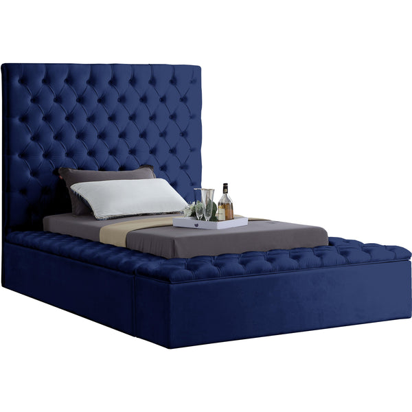 Meridian Bliss Twin Upholstered Platform Bed with Storage BlissNavy-T IMAGE 1