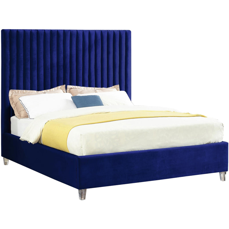 Meridian Candace King Upholstered Platform Bed CandaceNavy-K IMAGE 1