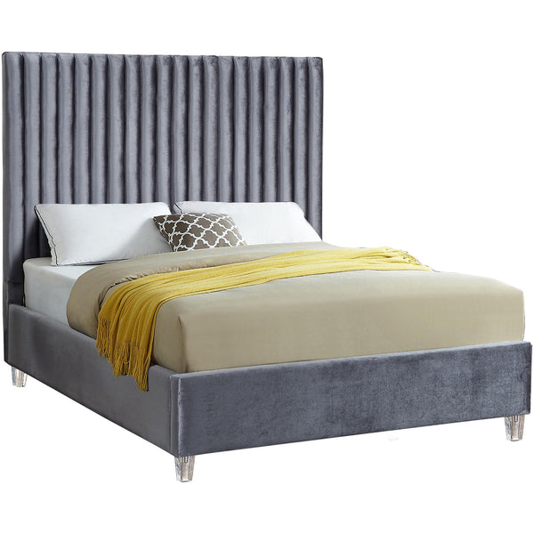 Meridian Candace Queen Upholstered Platform Bed CandaceGrey-Q IMAGE 1