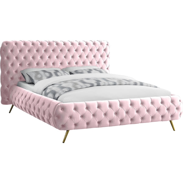 Meridian Delano Queen Upholstered Platform Bed DelanoPink-Q IMAGE 1