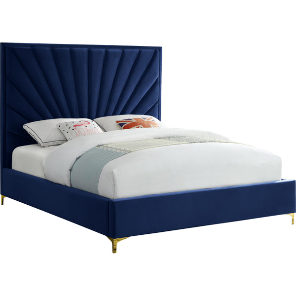 Meridian Eclipse Queen Upholstered Platform Bed EclipseNavy-Q IMAGE 1