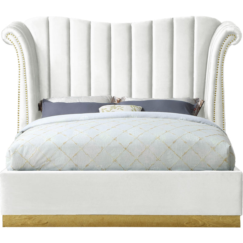 Meridian Flora Queen Upholstered Platform Bed FloraWhite-Q IMAGE 1