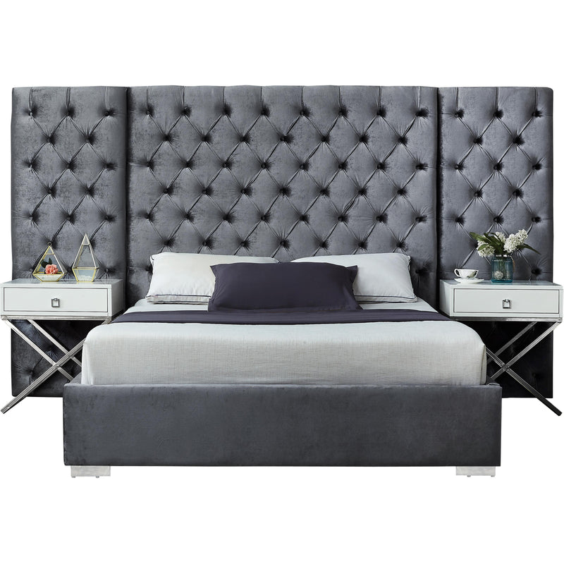 Meridian Grande Queen Upholstered Platform Bed GrandeGrey-Q IMAGE 1