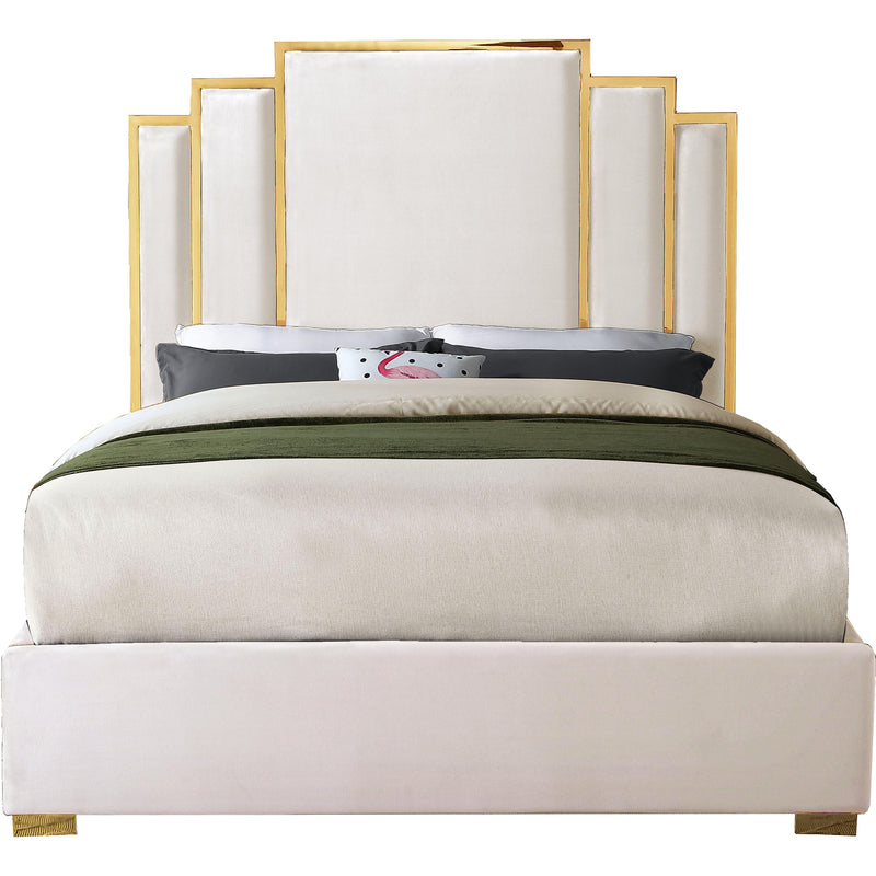 Meridian Hugo King Upholstered Platform Bed HugoCream-K IMAGE 1