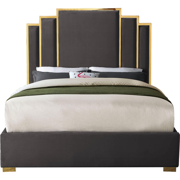 Meridian Hugo King Upholstered Platform Bed HugoGrey-K IMAGE 1