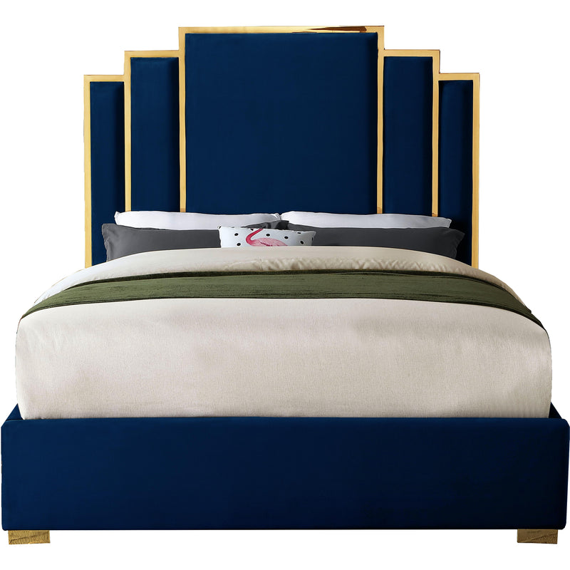 Meridian Hugo King Upholstered Platform Bed HugoNavy-K IMAGE 1