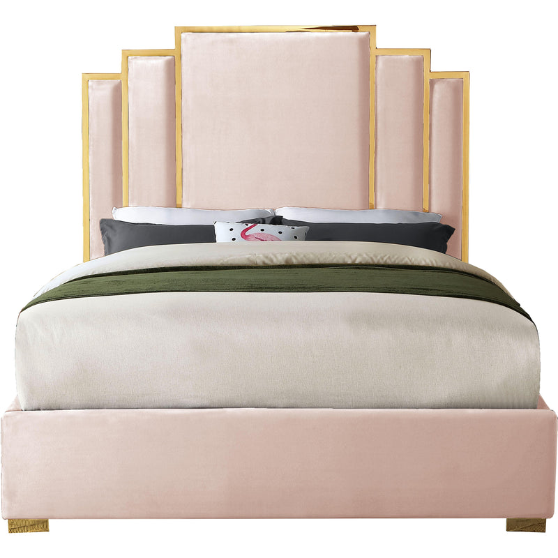 Meridian Hugo King Upholstered Platform Bed HugoPink-K IMAGE 1