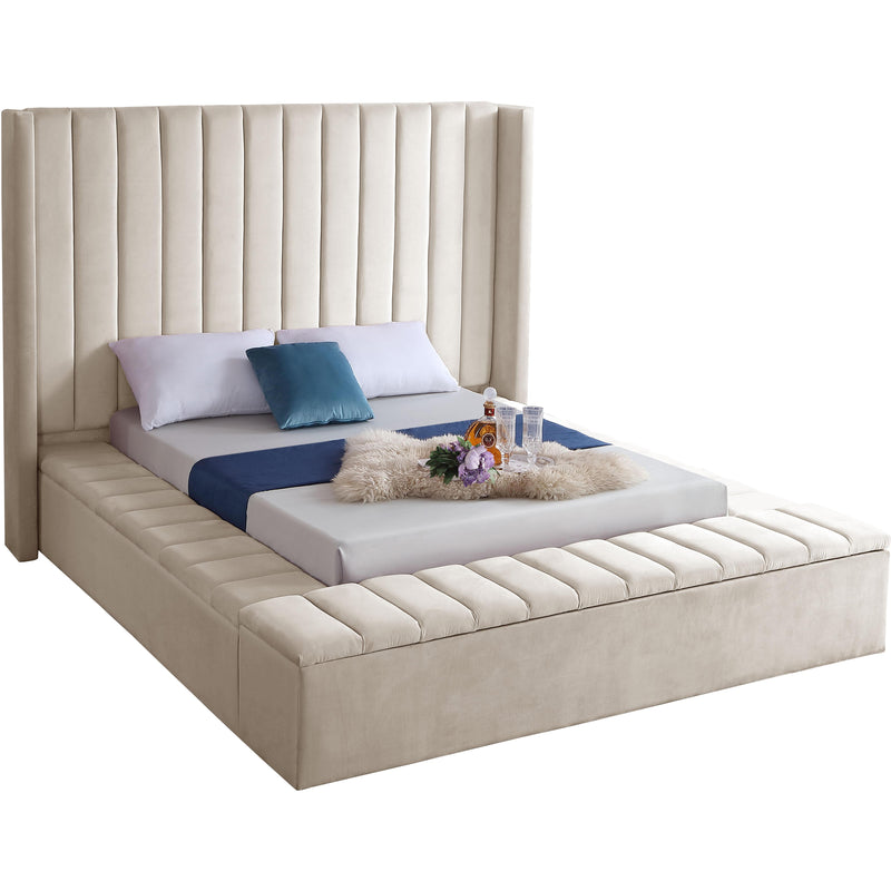 Meridian Kiki Full Upholstered Platform Bed KikiCream-F IMAGE 1