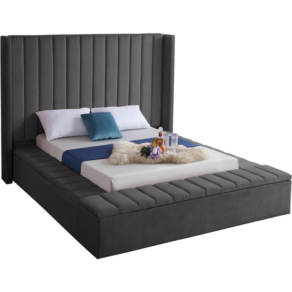 Meridian Kiki Full Upholstered Platform Bed KikiGrey-F IMAGE 1