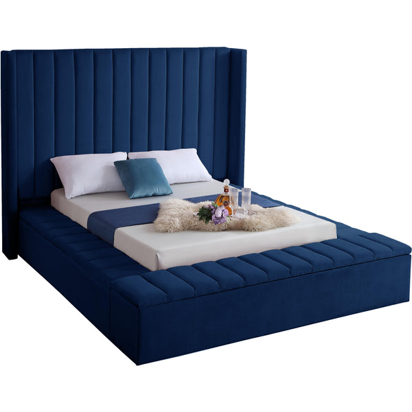 Meridian Kiki Full Upholstered Platform Bed KikiNavy-F IMAGE 1