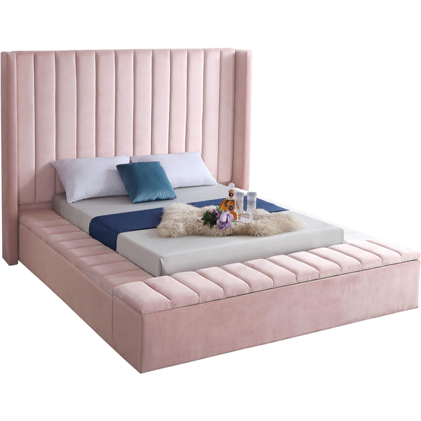 Meridian Kiki Full Upholstered Platform Bed KikiPink-F IMAGE 1