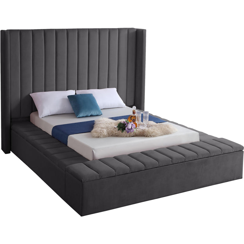 Meridian Kiki King Upholstered Platform Bed KikiGrey-K IMAGE 1