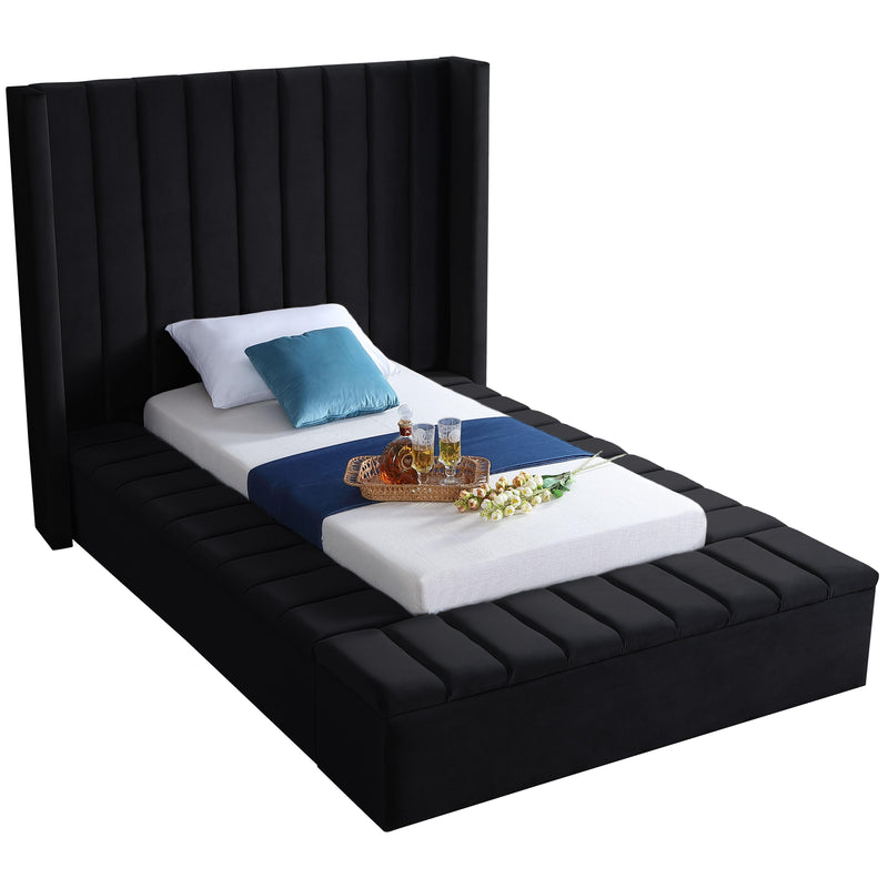 Meridian Kiki Twin Upholstered Platform Bed KikiBlack-T IMAGE 1