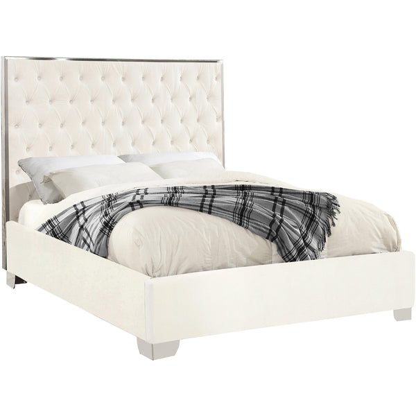 Meridian Lexi Full Upholstered Platform Bed LexiWhite-F IMAGE 1