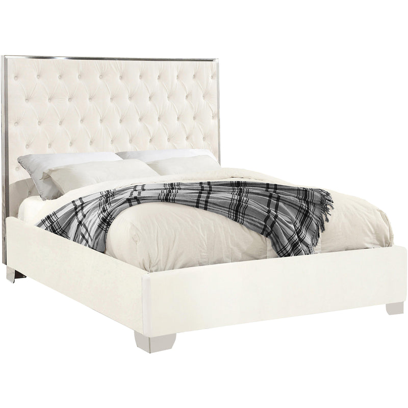 Meridian Lexi Queen Upholstered Platform Bed LexiWhite-Q IMAGE 1