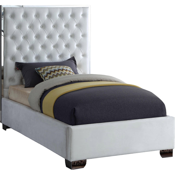 Meridian Lexi Twin Upholstered Platform Bed LexiWhite-T IMAGE 1