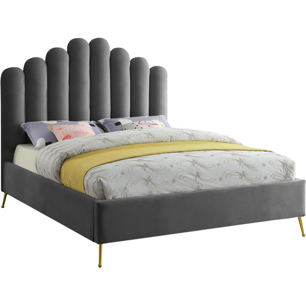 Meridian Lily Full Upholstered Platform Bed LilyGrey-F IMAGE 1