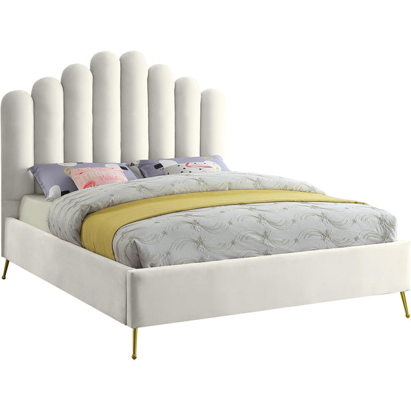 Meridian Lily King Upholstered Platform Bed LilyCream-K IMAGE 1