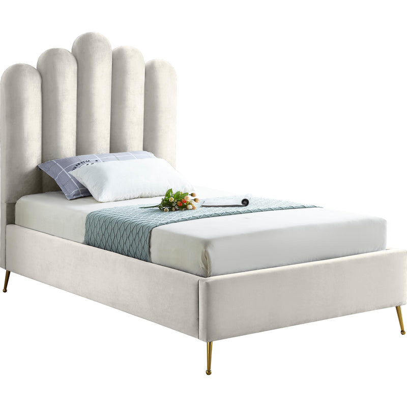 Meridian Lily Twin Upholstered Platform Bed LilyCream-T IMAGE 1