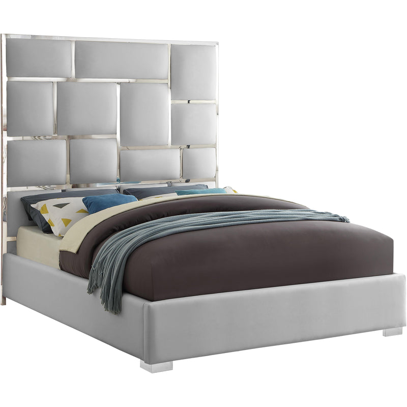 Meridian Milan Queen Upholstered Platform Bed MilanWhite-Q IMAGE 1