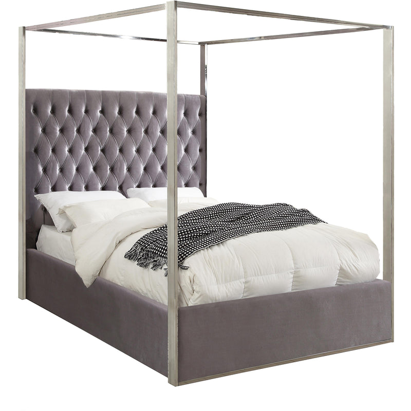 Meridian Porter King Upholstered Canopy Bed PorterGrey-K IMAGE 1