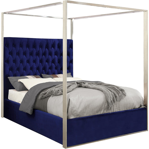 Meridian Porter King Upholstered Canopy Bed PorterNavy-K IMAGE 1