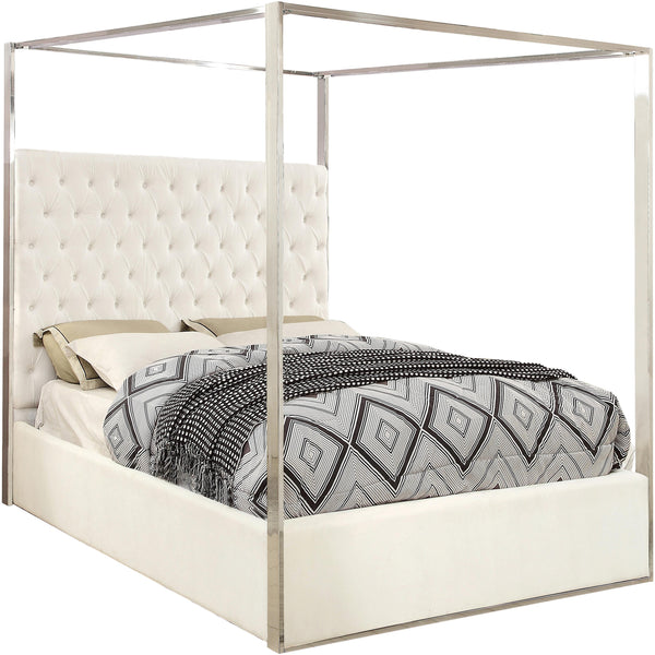 Meridian Porter King Upholstered Canopy Bed PorterWhite-K IMAGE 1