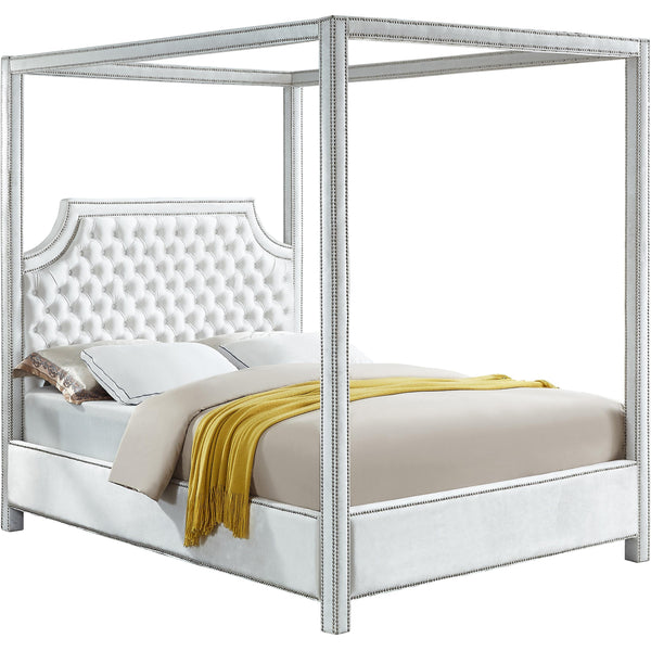 Meridian Rowan Queen Upholstered Canopy Bed RowanWhite-Q IMAGE 1