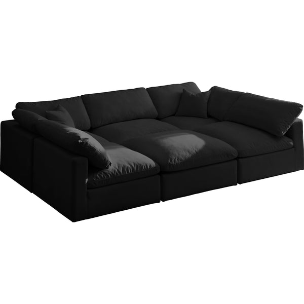 Meridian Plush Fabric 6 pc Sectional 602Black-Sec6C IMAGE 1