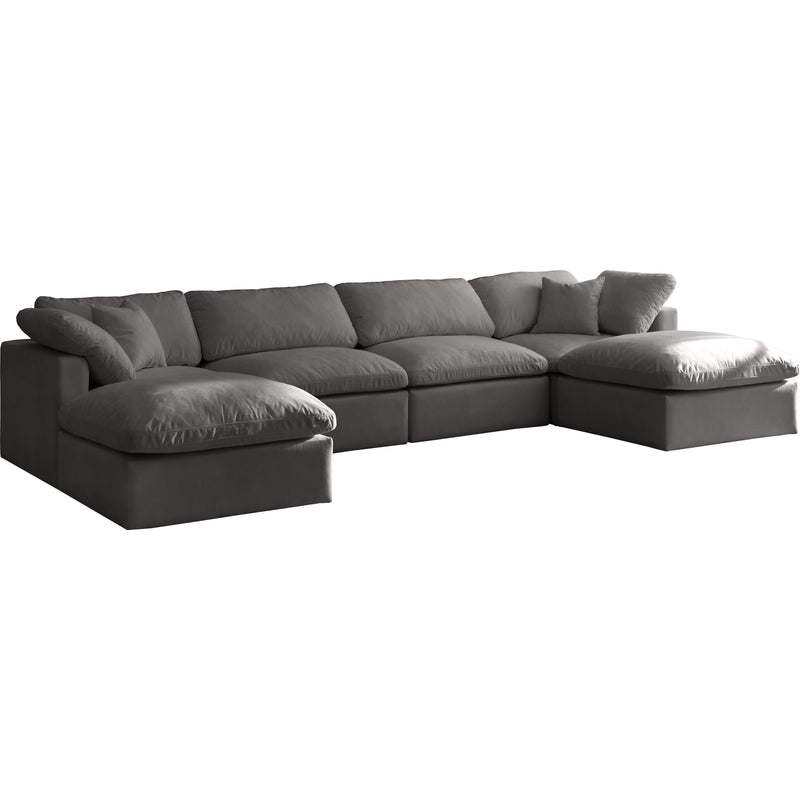 Meridian Plush Fabric 6 pc Sectional 602Grey-Sec6B IMAGE 1