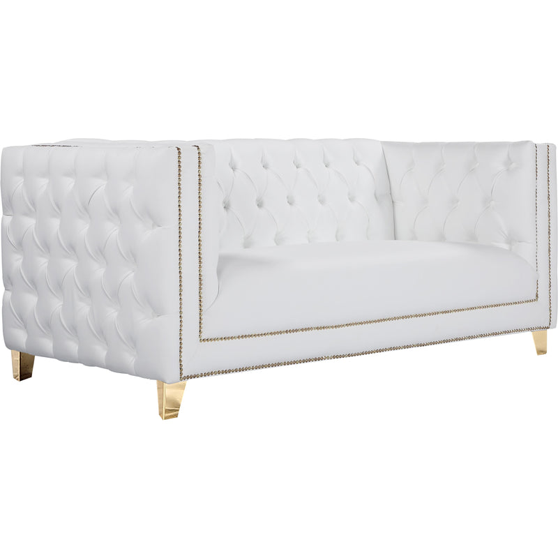 Meridian Michelle Stationary Leather Loveseat 651White-L IMAGE 1