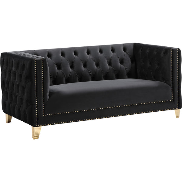 Meridian Michelle Stationary Fabric Loveseat 652Black-L IMAGE 1