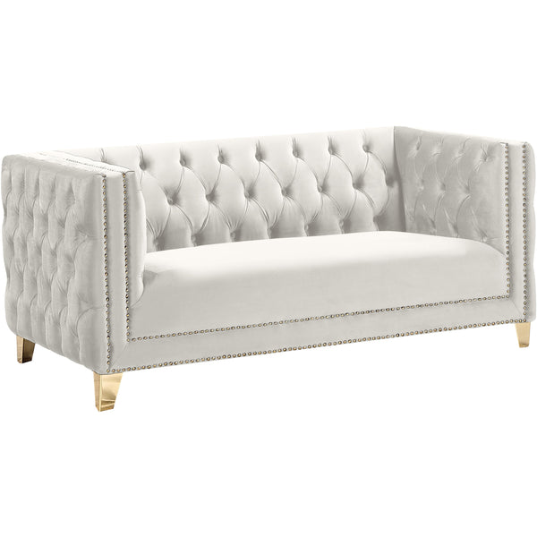 Meridian Michelle Stationary Fabric Loveseat 652Cream-L IMAGE 1