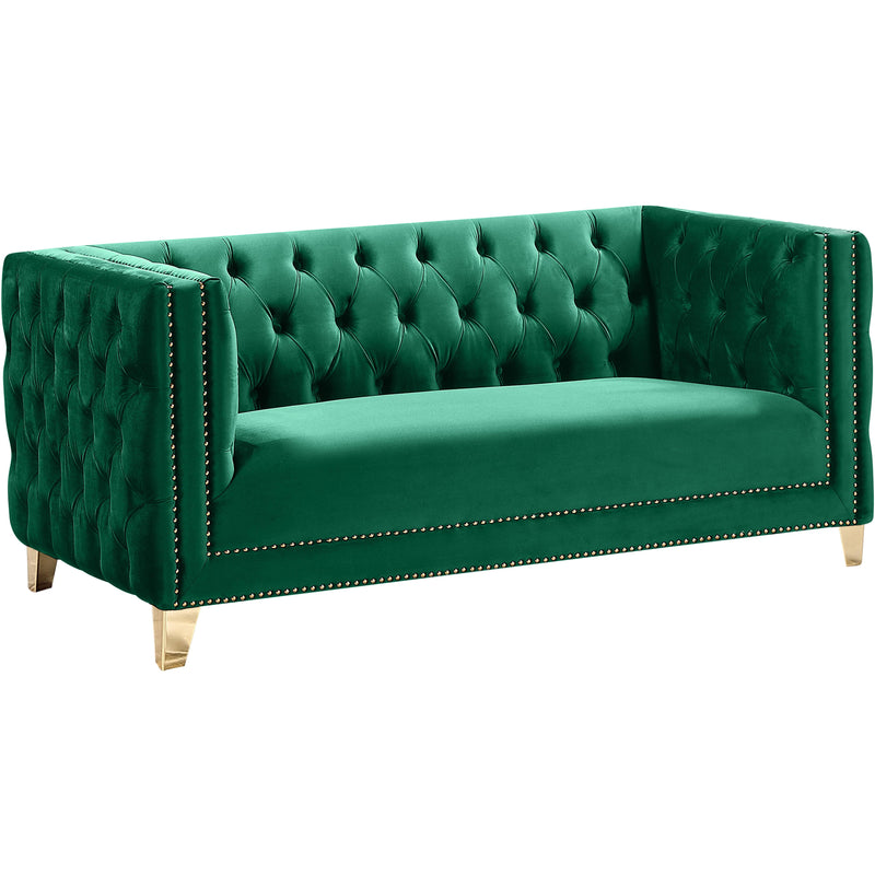 Meridian Michelle Stationary Fabric Loveseat 652Green-L IMAGE 1