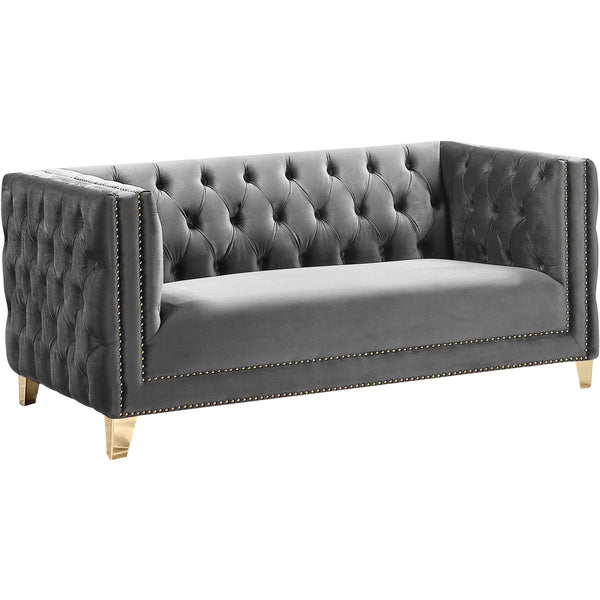 Meridian Michelle Stationary Fabric Loveseat 652Grey-L IMAGE 1