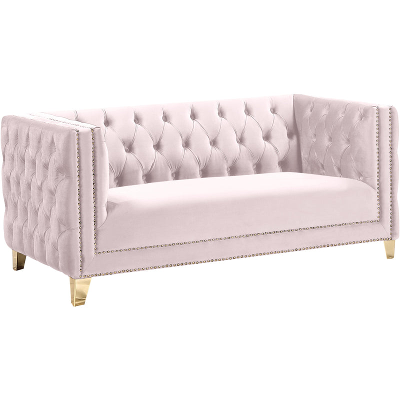 Meridian Michelle Stationary Fabric Loveseat 652Pink-L IMAGE 1