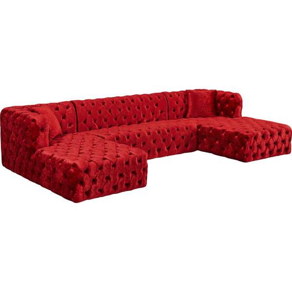 Meridian Coco Fabric 3 pc Sectional 676Red-Sectional IMAGE 1