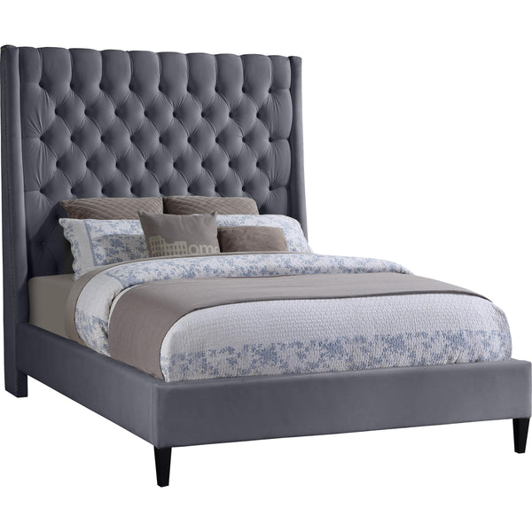 Meridian Fritz Queen Upholstered Platform Bed FritzGrey-Q IMAGE 1