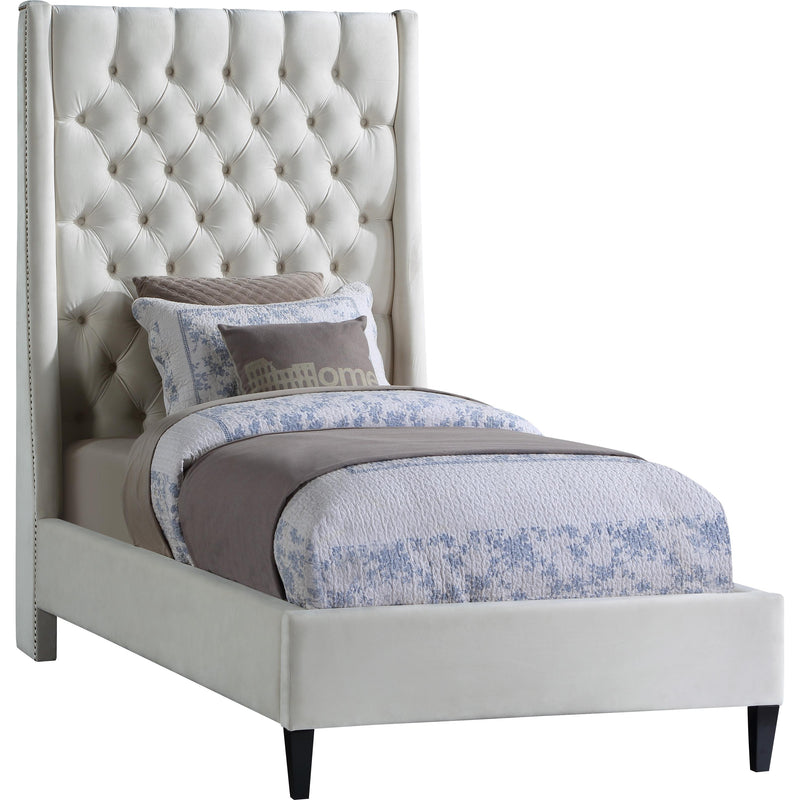 Meridian Fritz Twin Upholstered Platform Bed FritzCream-T IMAGE 1